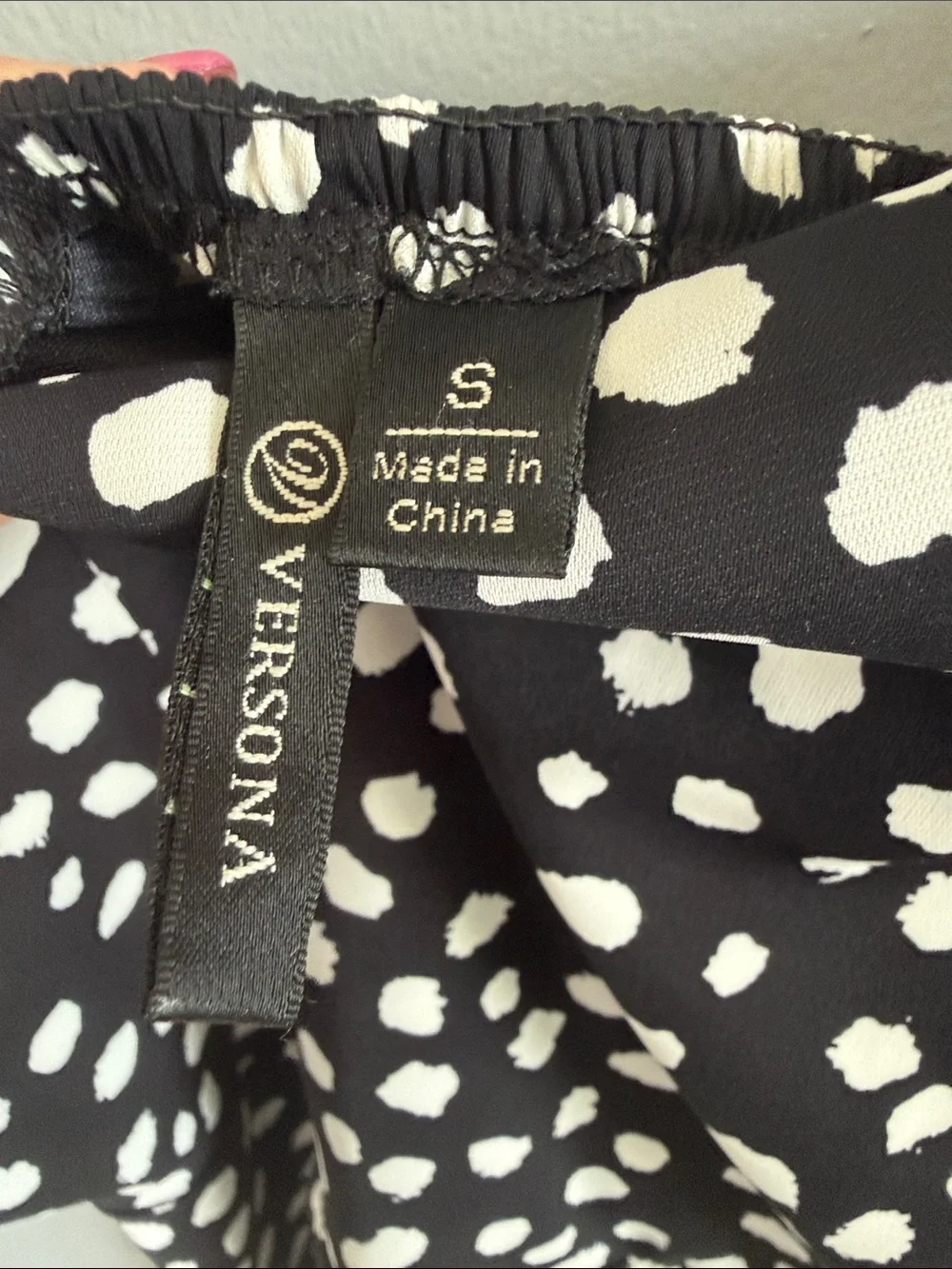 Versona Black and White Dalmatian-Print Tie-Strap Mini Dress